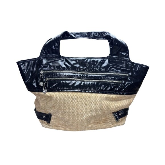 Maxx New York Black & Tan Woven Tote Bag With PVC Trim - Picture 7 of 9